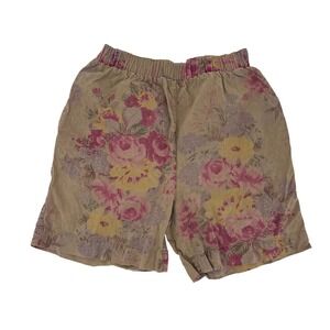 Vintage Style Floral Cotton High Waisted Shorts Size M